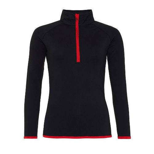 Awdis Just Cool Women's Cool ½ Zip Sweatshirt Jet Black/Fire Red